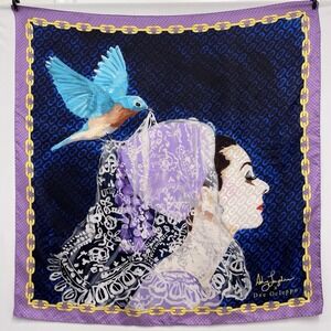 Ashley Longshore x Dee Ocleppo 100% Silk Scarf Hummingbird Woman $500